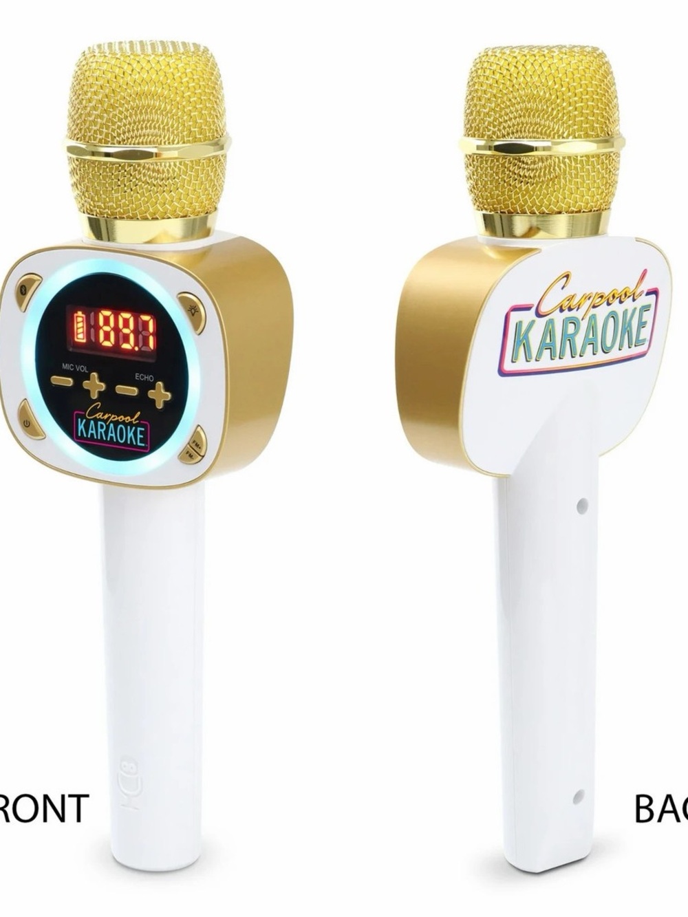 Carpool Karaoke Wireless Karaoke Microphone - Gold & White